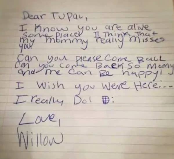 La lettre de Willow Smith à Tupac