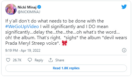 le tweet de Nicki Minaj