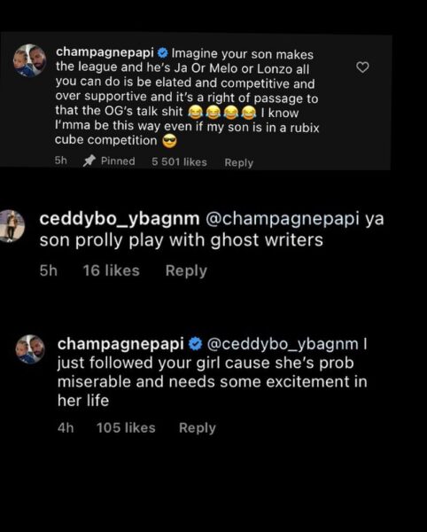 Drake s'en prend à un troll en parlant à sa femme