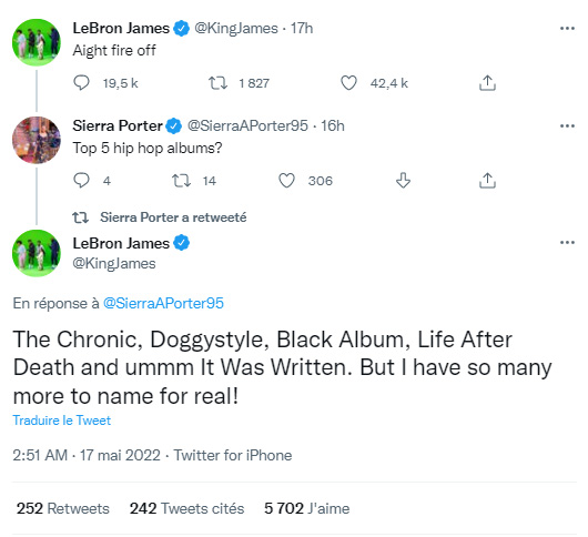 Lebron James dévoile ses albums hip-hop préférés